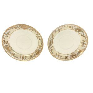 White Raised Gold Filigree Vintage Limoges Saucer Lot 2